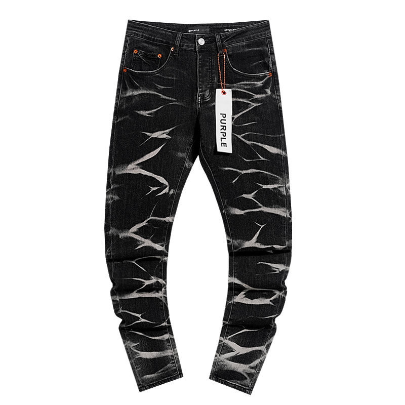Purple Brand Contrast Streak Stacked Denim Jeans Black PU154