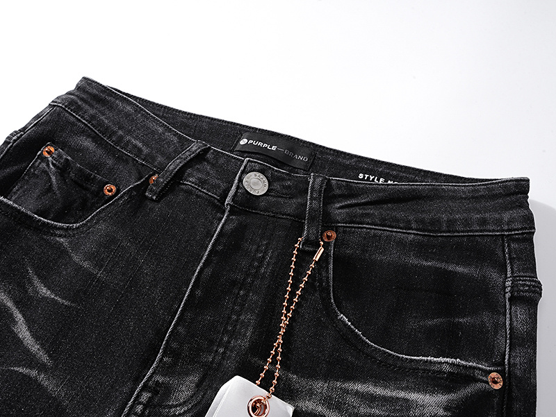 Purple Brand Contrast Streak Stacked Denim Jeans Black PU154