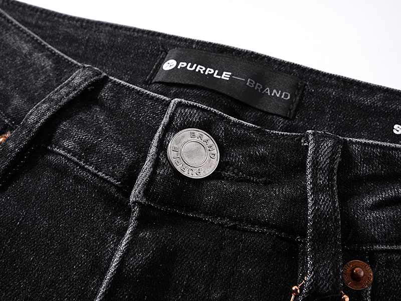 Purple Brand Contrast Streak Stacked Denim Jeans Black PU154