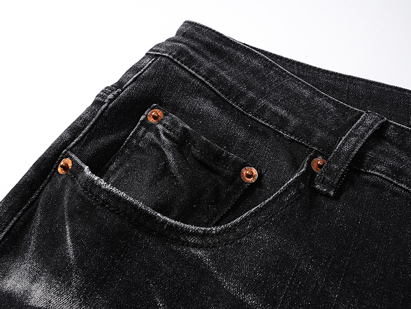 Purple Brand Contrast Streak Stacked Denim Jeans Black PU154