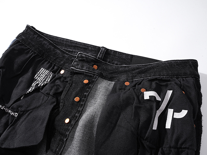 Purple Brand Contrast Streak Stacked Denim Jeans Black PU154