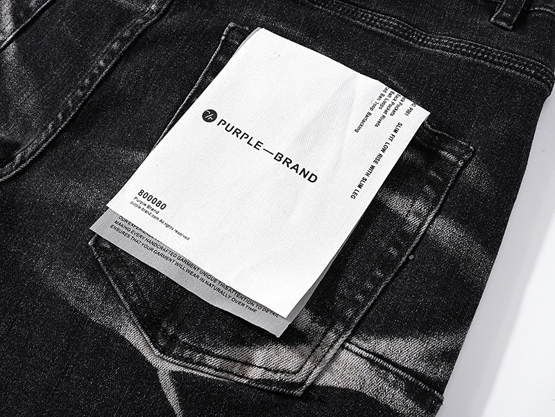 Purple Brand Contrast Streak Stacked Denim Jeans Black PU154
