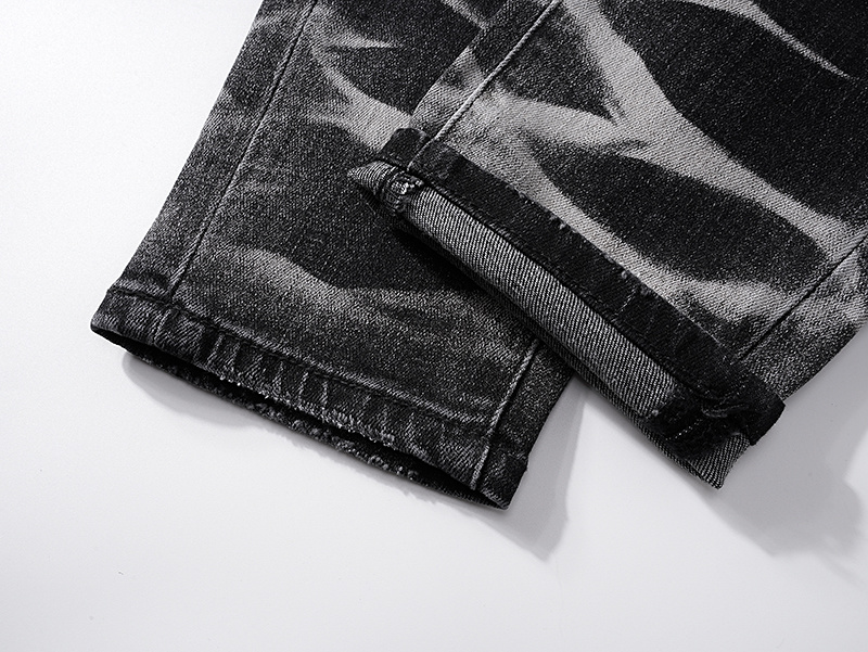 Purple Brand Contrast Streak Stacked Denim Jeans Black PU154