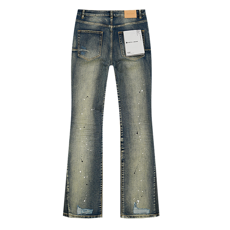 Purple Brand Dirty Washed Bootcut Denim Jeans Blue PU148