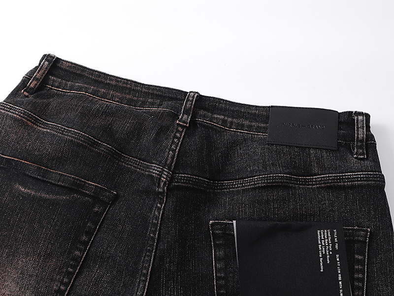 Purple Brand Dirty Washed Distressed Straight Denim Jeans Black PU157
