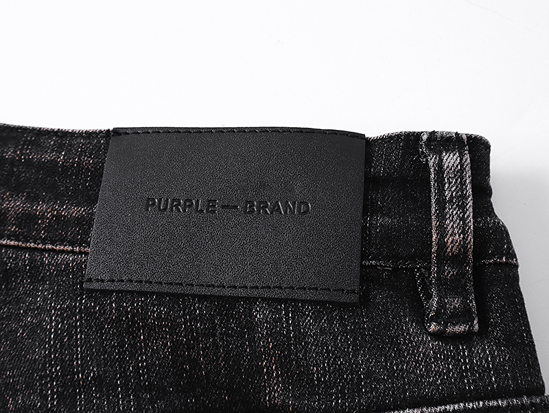 Purple Brand Dirty Washed Distressed Straight Denim Jeans Black PU157