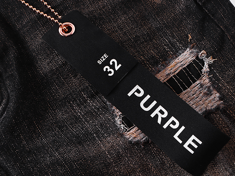 Purple Brand Dirty Washed Distressed Straight Denim Jeans Black PU157