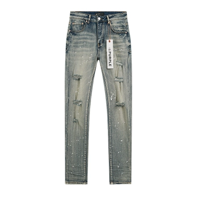 Purple Brand Dirty Washed Distressed Straight Denim Jeans Blue PU141 02