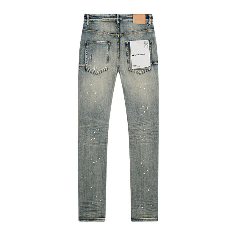 Purple Brand Dirty Washed Distressed Straight Denim Jeans Blue PU141
