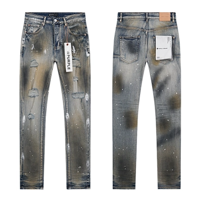 Purple Brand Dirty Washed Wide Leg Denim Jeans Blue PU152 01