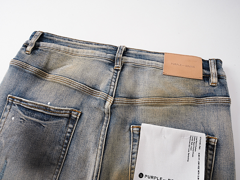 Purple Brand Dirty Washed Wide Leg Denim Jeans Blue PU152