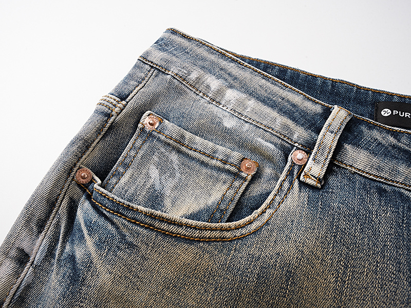 Purple Brand Dirty Washed Wide Leg Denim Jeans Blue PU152