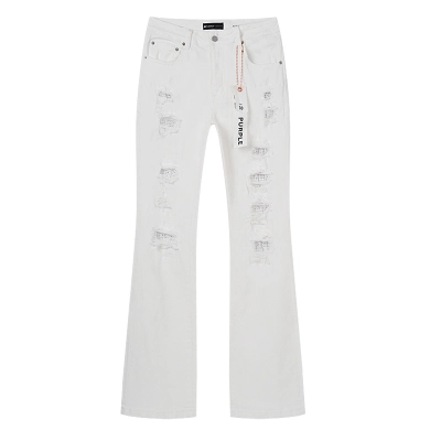 Purple Brand Distressed Bootcut Denim Jeans White PU194 02