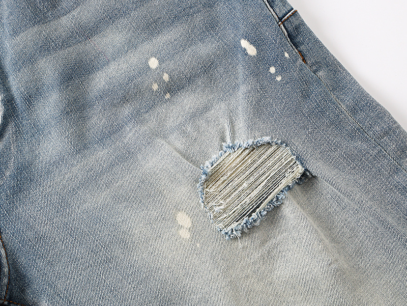 Purple Brand Distressed Denim Shorts Light Blue PU506