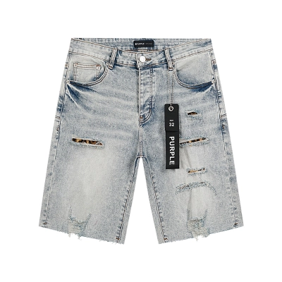 Purple Brand Distressed Denim Shorts Light Blue PU507 02