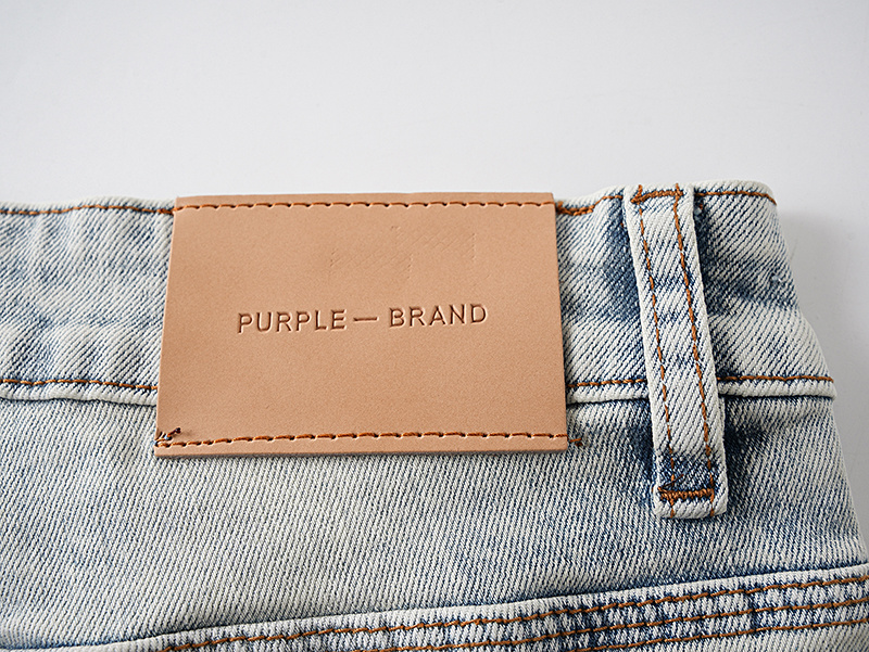 Purple Brand Distressed Denim Shorts Light Blue PU507