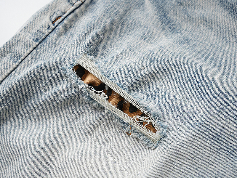 Purple Brand Distressed Denim Shorts Light Blue PU507