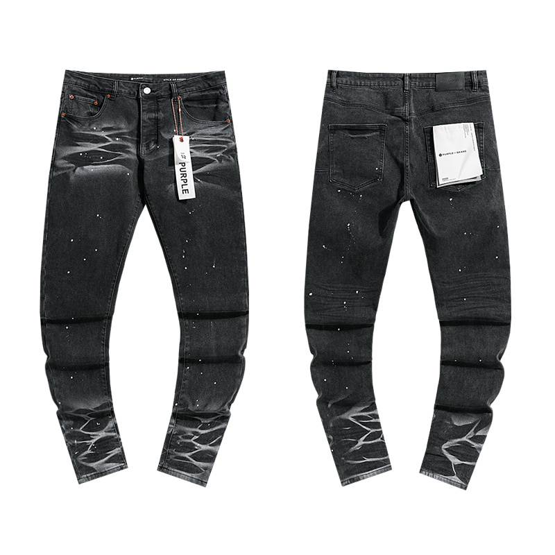 Purple Brand Distressed Stacked Denim Jeans Black PU153