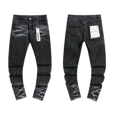 Purple Brand Distressed Stacked Denim Jeans Black PU153 01