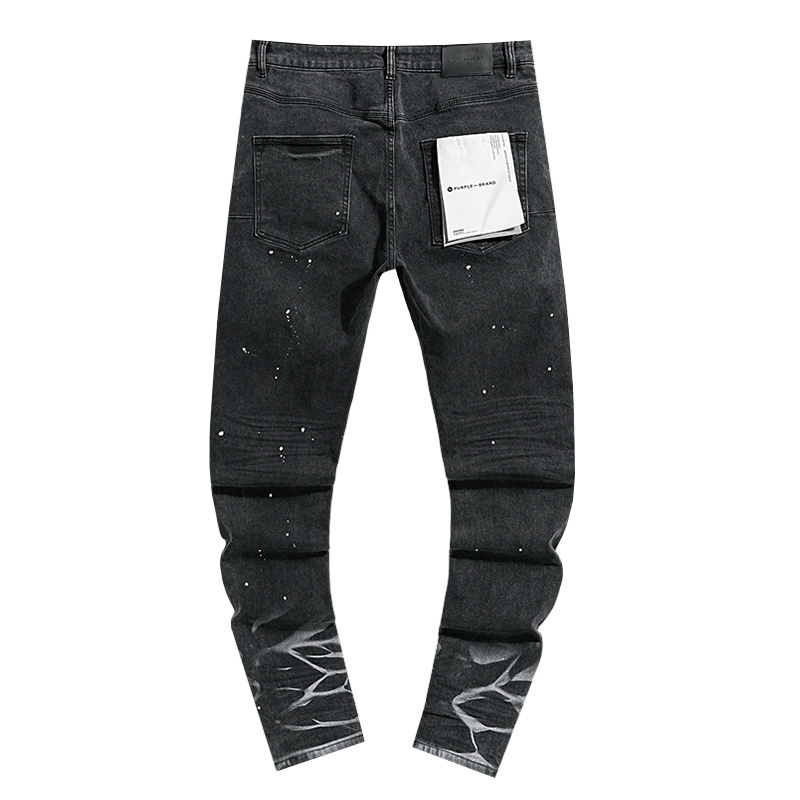 Purple Brand Distressed Stacked Denim Jeans Black PU153
