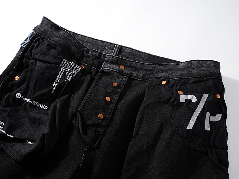 Purple Brand Distressed Stacked Denim Jeans Black PU153