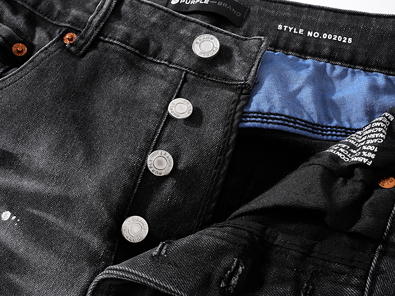 Purple Brand Distressed Stacked Denim Jeans Black PU153
