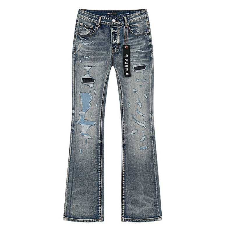 Purple Brand Distressed Washed Bootcut Denim Jeans PU177