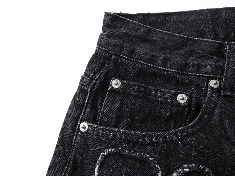 Purple Brand Embroidered Straight Denim Jeans Black PU831