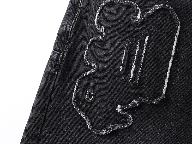 Purple Brand Embroidered Straight Denim Jeans Black PU831