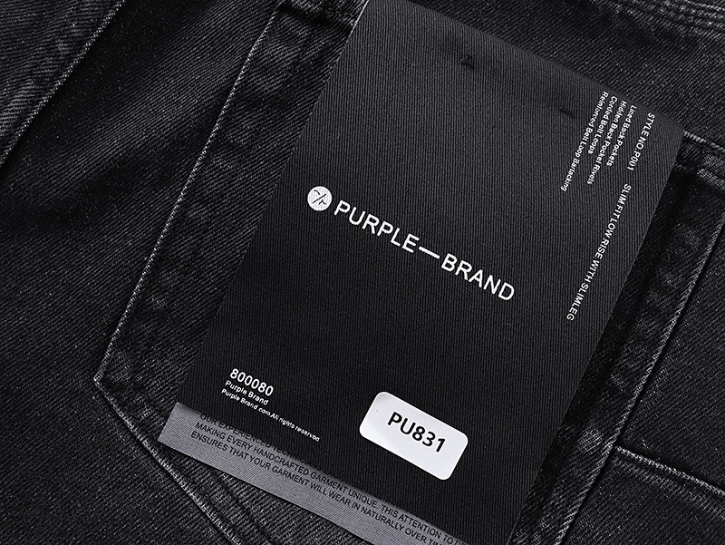 Purple Brand Embroidered Straight Denim Jeans Black PU831