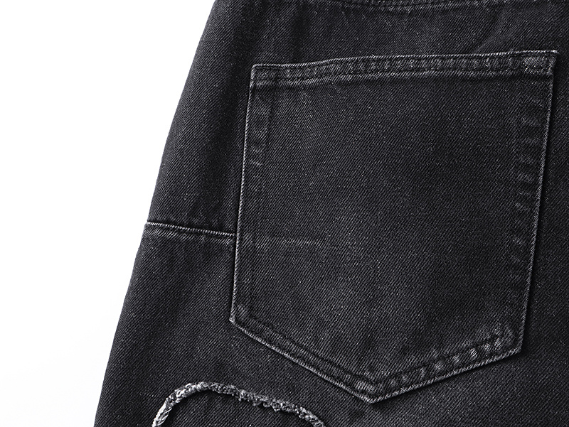 Purple Brand Embroidered Straight Denim Jeans Black PU831