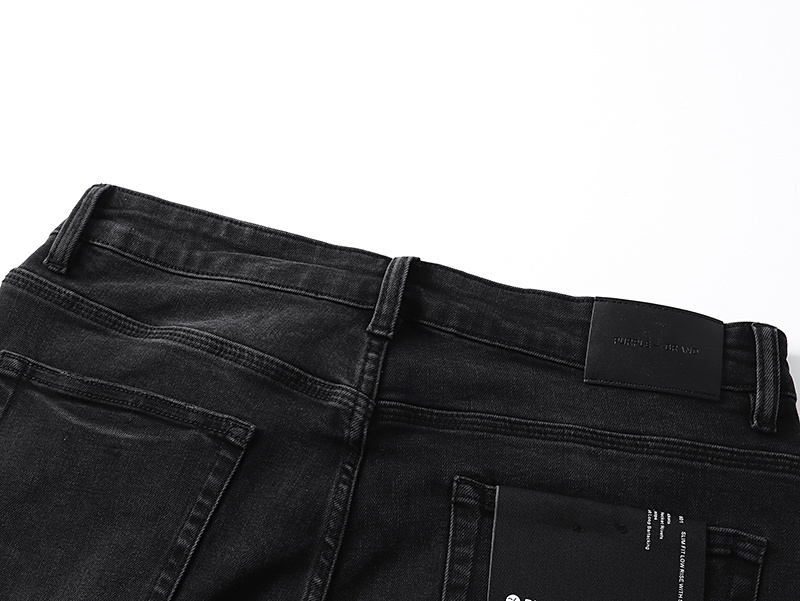 Purple Brand Letter Print Bootcut Denim Jeans Black PU712