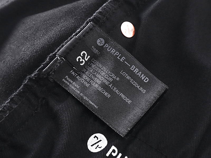 Purple Brand Letter Print Denim Shorts Black PU502