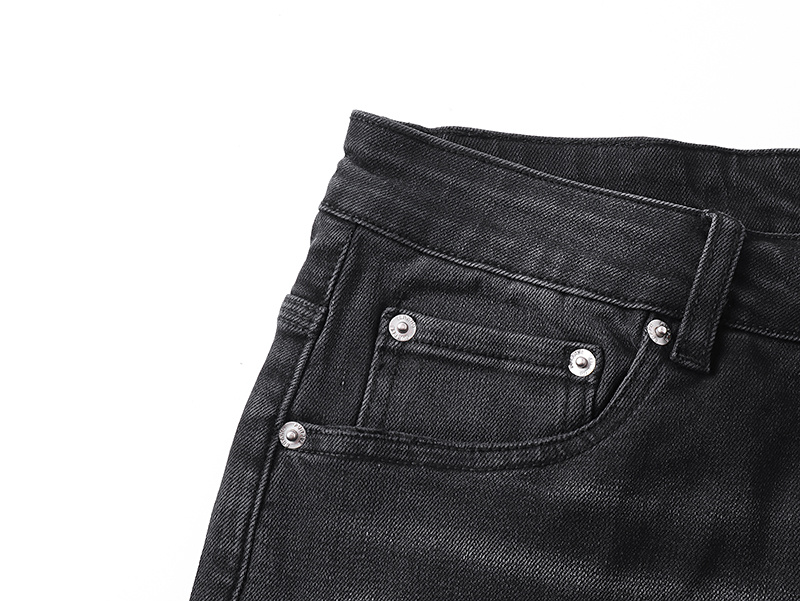 Purple Brand Letter Print Denim Shorts Black PU516