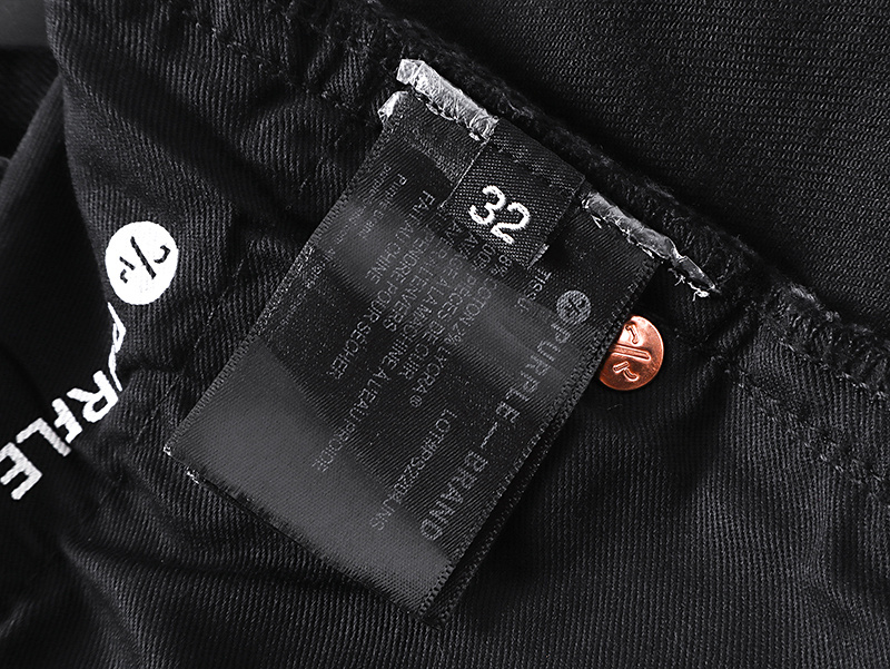 Purple Brand Letter Print Denim Shorts Black PU516