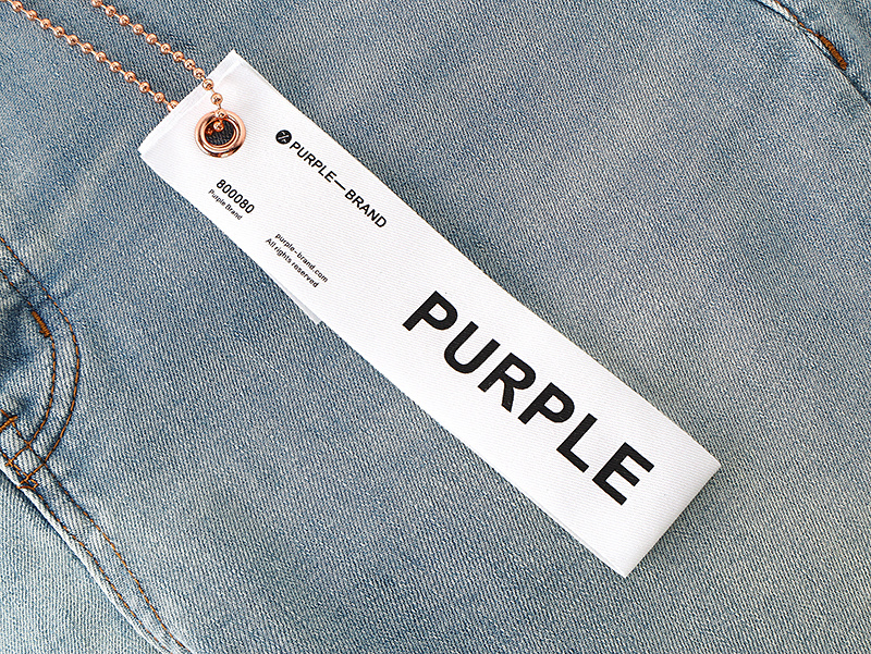 Purple Brand Letter Print Slim Fit Denim Jeans Light Blue PU826