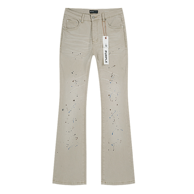 Purple Brand Paint Splatter Bootcut Denim Pants Khaki PU703