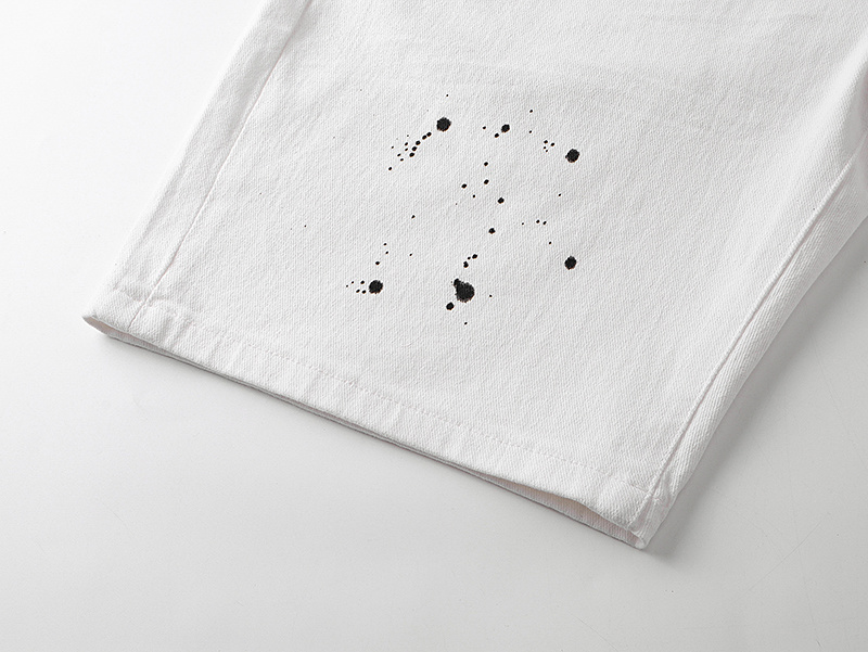 Purple Brand Paint Splatter Denim Shorts White PU501