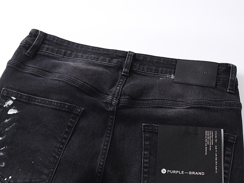 Purple Brand Paint Splatter Distressed Denim Jeans Black PU168