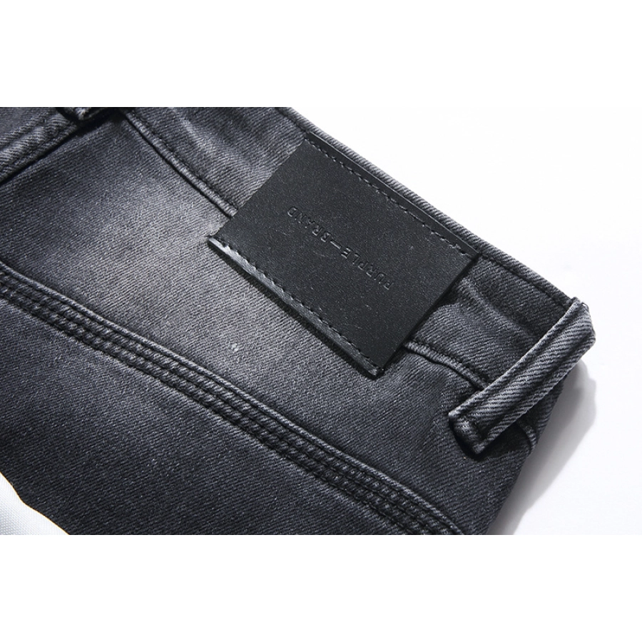 Purple Brand Paint Splatter Stacked Denim Jeans Black PU101