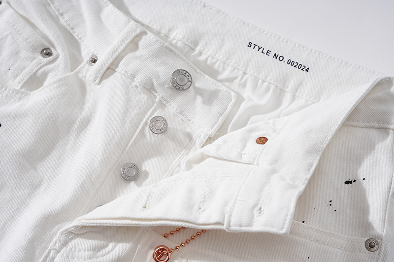 Purple Brand Paint Splatter Stacked Denim Jeans White PU105