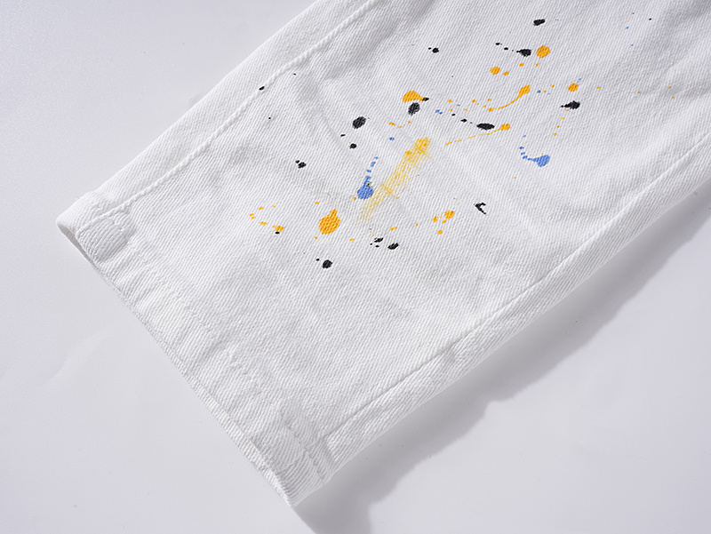 Purple Brand Paint Splatter Stacked Denim Jeans White PU137