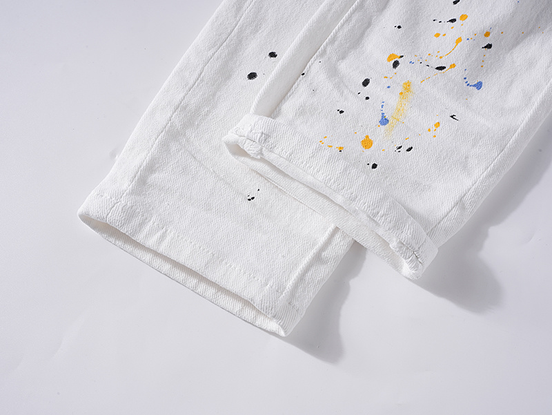 Purple Brand Paint Splatter Stacked Denim Jeans White PU137