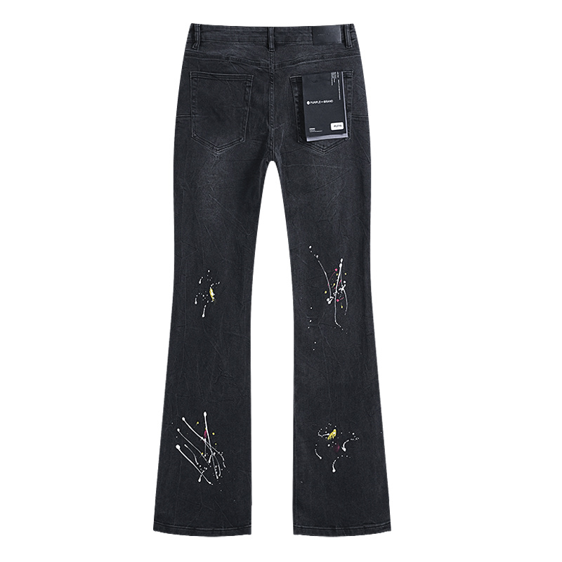 Purple Brand Paint Splatter Straight Denim Jeans Black PU716