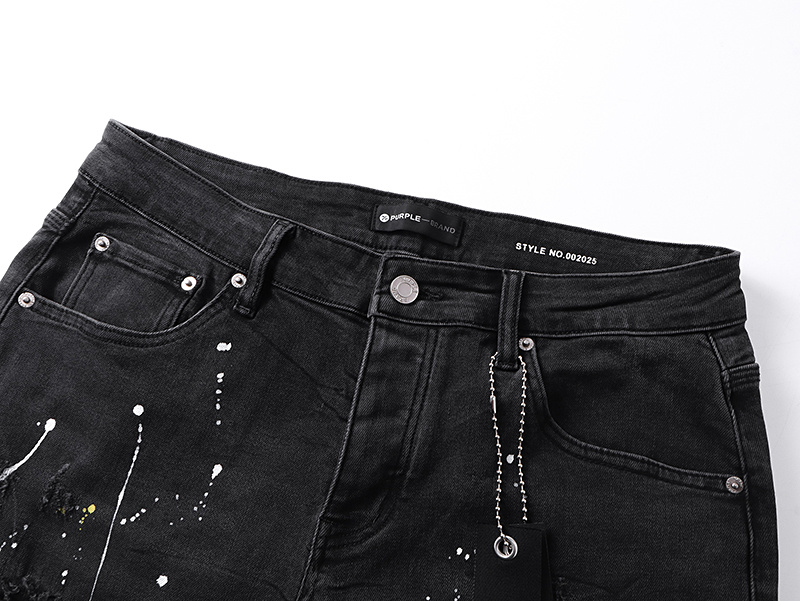 Purple Brand Paint Splatter Straight Denim Jeans Black PU716