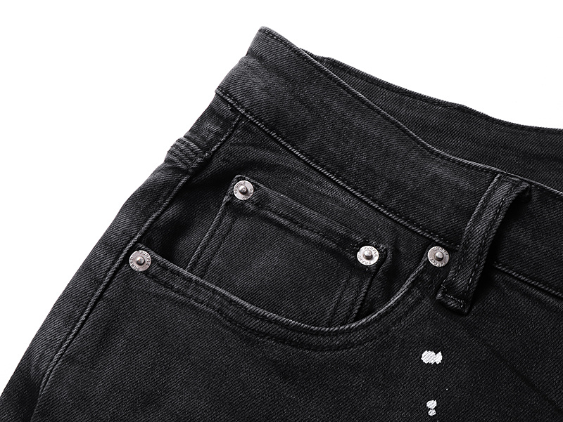 Purple Brand Paint Splatter Straight Denim Jeans Black PU716