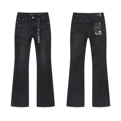 Purple Brand Rhinestone Bootcut Denim Jeans Black PU710 02