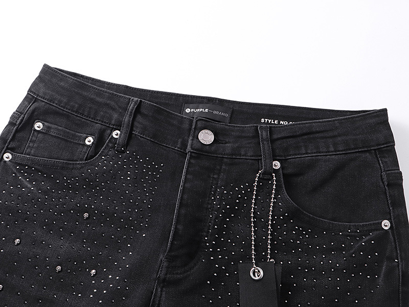 Purple Brand Rhinestone Bootcut Denim Jeans Black PU710