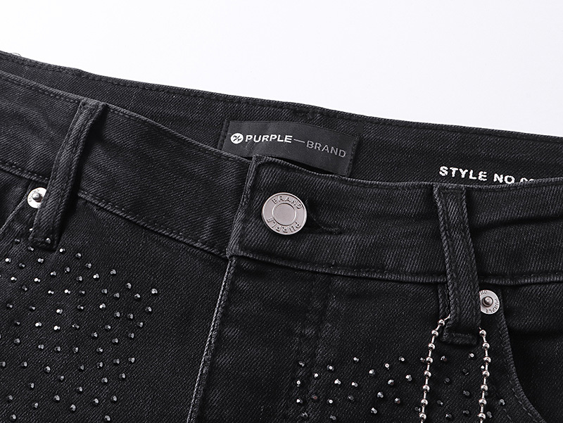 Purple Brand Rhinestone Bootcut Denim Jeans Black PU710