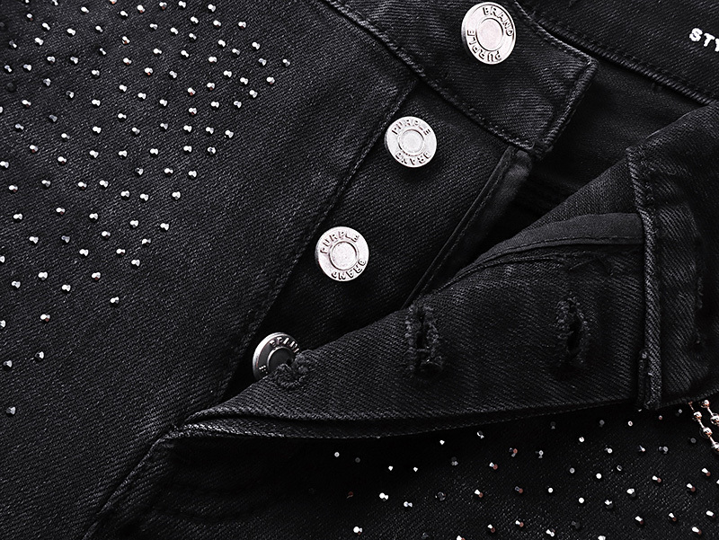 Purple Brand Rhinestone Bootcut Denim Jeans Black PU710